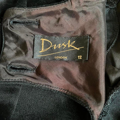 Dusk black velvet long sleeve midi dress UK 10-12