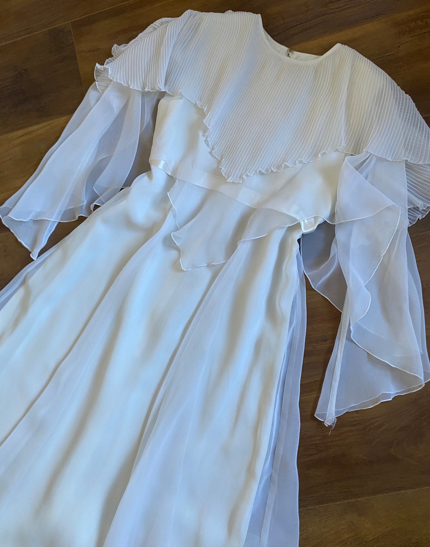 John Charles 70s white floaty wedding dress uk 12