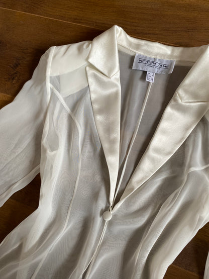 Ivory 2-piece dress & sheer jacket wedding set uk 8