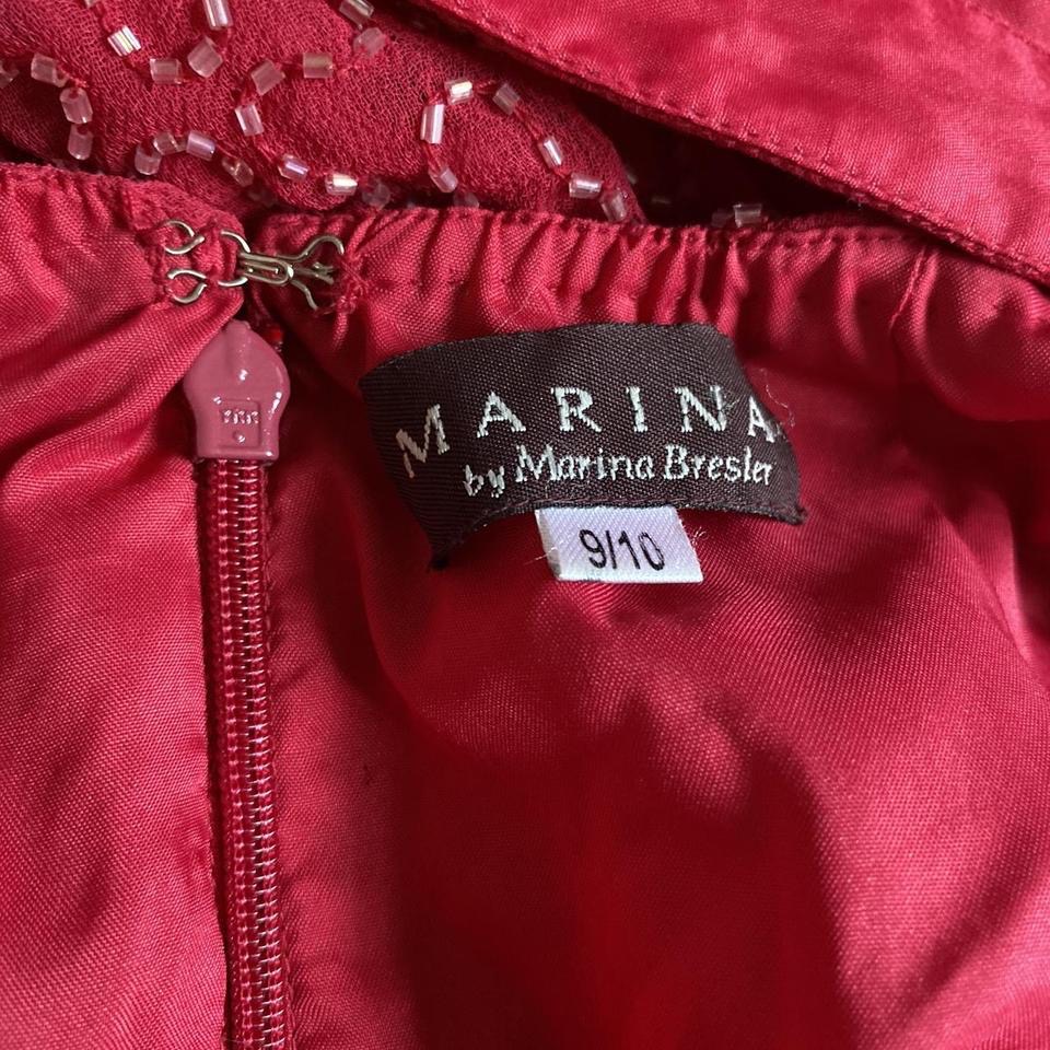 Fuchsia pink beaded open back evening dress UK 10