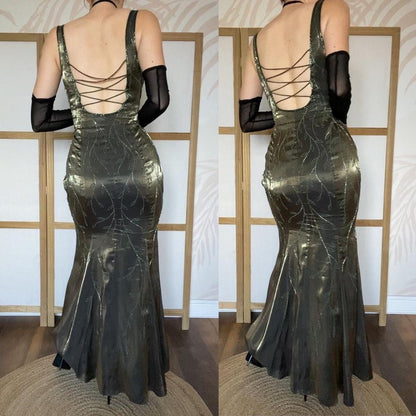 Christine Elizabeth iridescent green beaded gown UK 12