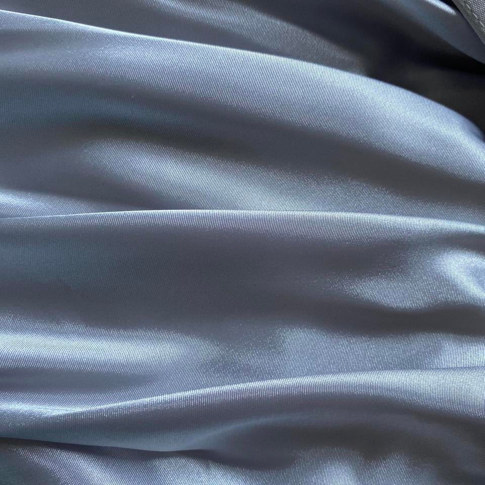 Silky silver halter neck evening gown UK 8