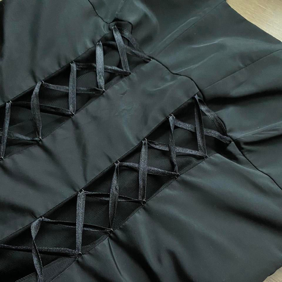 Black John Charles lace fit & flare evening dress UK 10