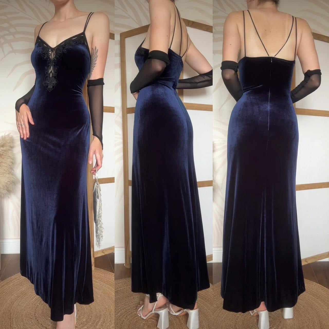 Emma Somerset navy velvet evening dress uk 14