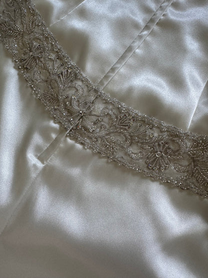 Ivory satin halter-neck wedding dress uk 10-12
