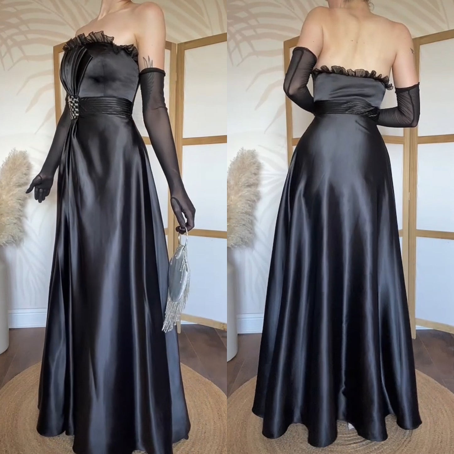Sousourada black strapless evening dress uk 10