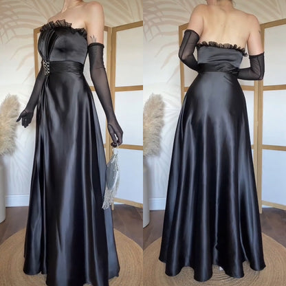 Sousourada black strapless evening dress uk 10