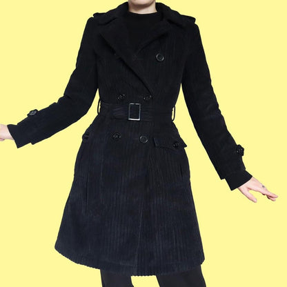 Black Laura Ashley soft cord coat UK 8