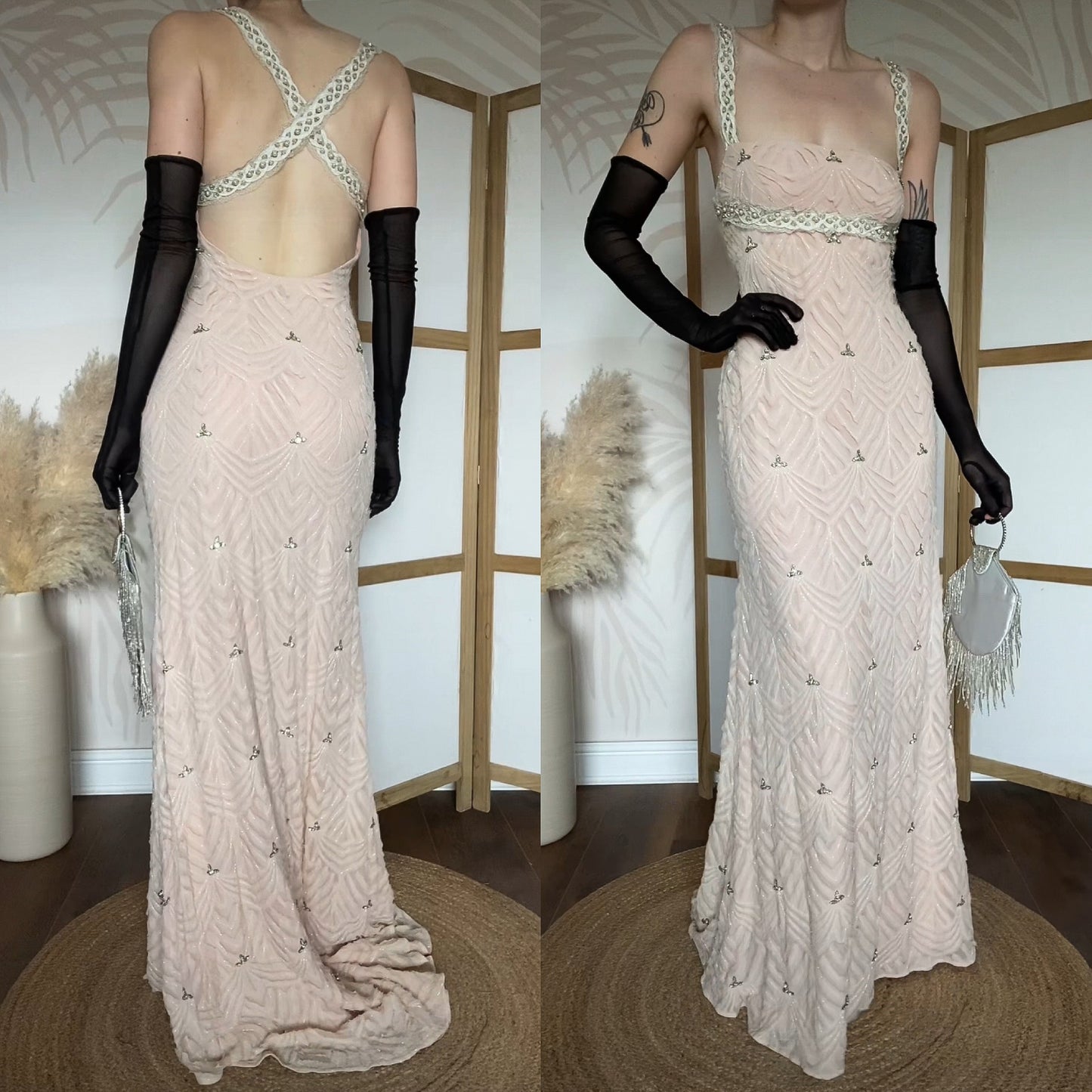 Patric Casey light pink silk evening dress uk 12