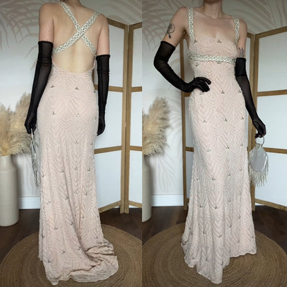 Patric Casey light pink silk evening dress uk 12