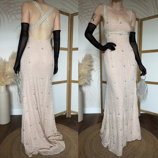 Patric Casey light pink silk evening dress uk 12