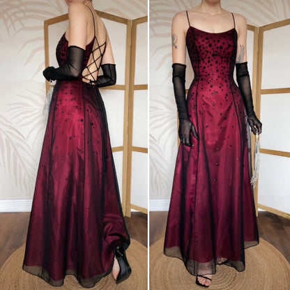 Red glittery star a-line prom dress uk 10