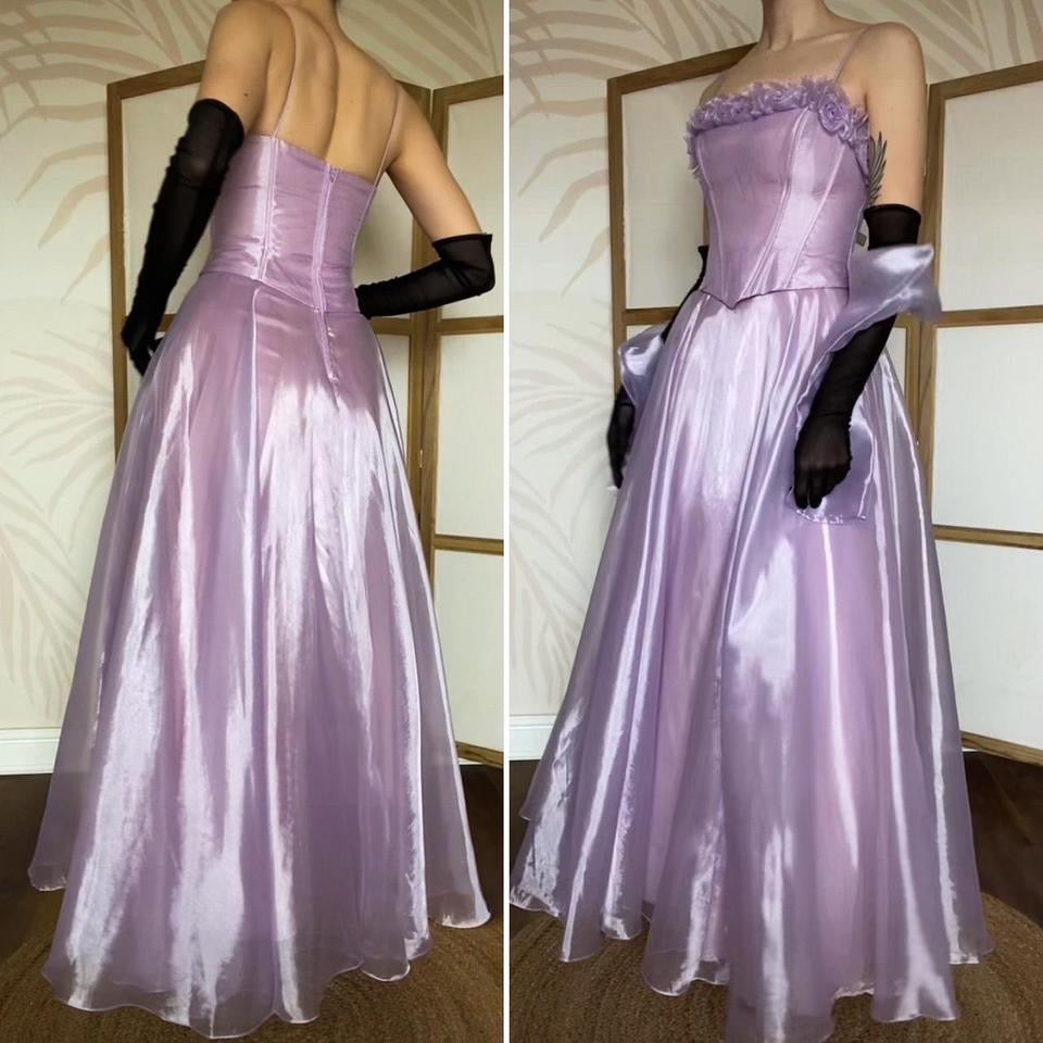 Yve London lilac organza a-line prom dress & shawl UK 10