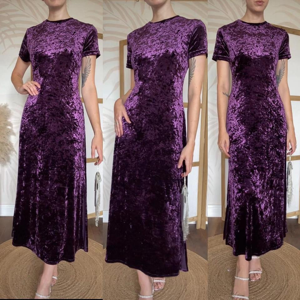 Karen Kane purple velvet petite dress uk 12