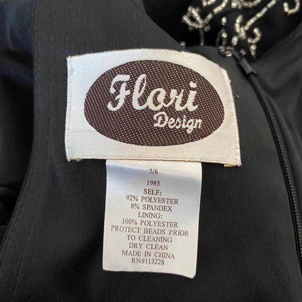 Flori Design black stretch beaded evening dress UK 12 & 16
