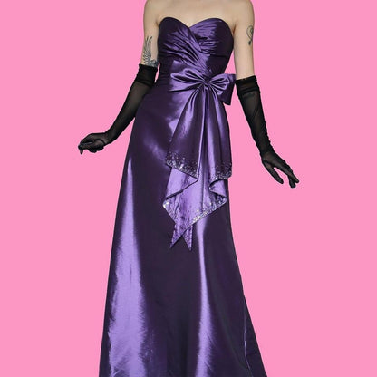 Purple vintage strapless a-line evening gown UK 8-10