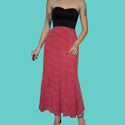 Laura Ashley pink polka dot maxi skirt UK 12
