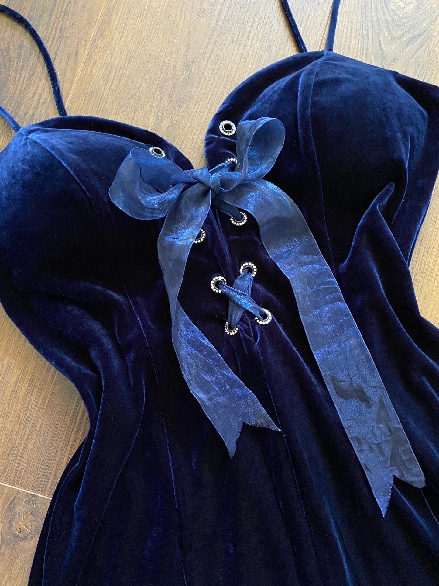 Bernshaw navy velvet stretch evening dress uk 14