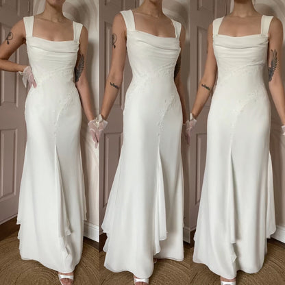 White Victoria Jane chiffon wedding dress UK 12