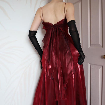 Red Debut shimmery a-line organza dress UK 10