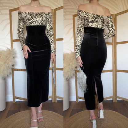 Black & gold Consortium off shoulder evening dress uk 10