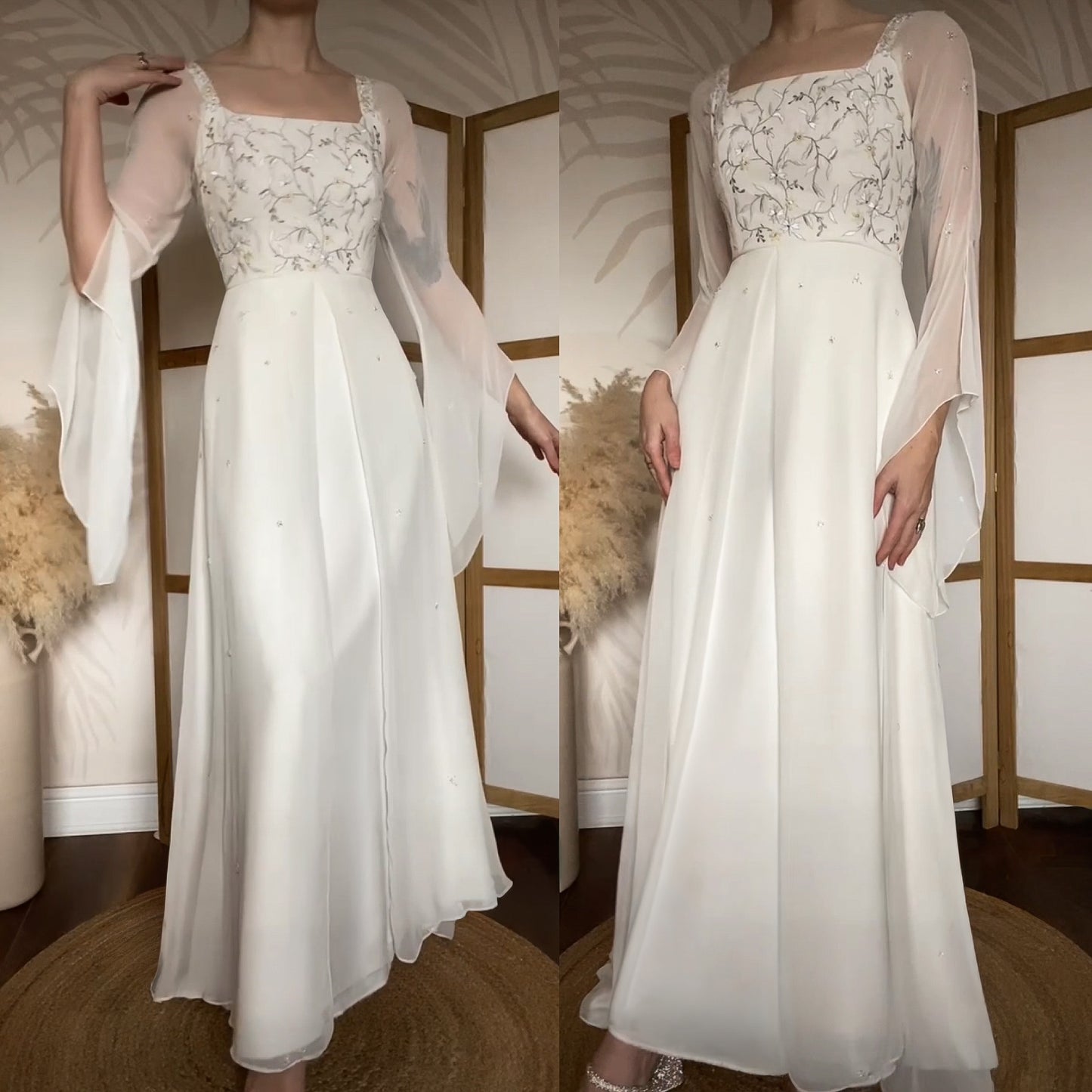 Benjamin Roberts long sleeve ethereal wedding dress uk 12
