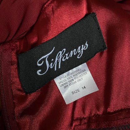Tiffanys burgundy chiffon evening dress & shawl uk 14