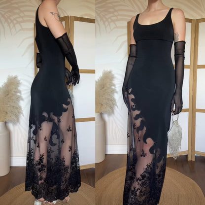 Bernshaw 90s black lace dress uk 10