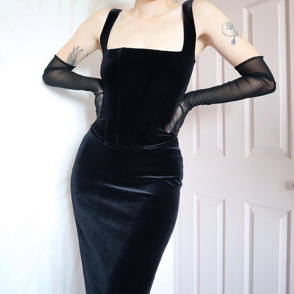 Black Debut velvet stretch 2 piece set UK 12