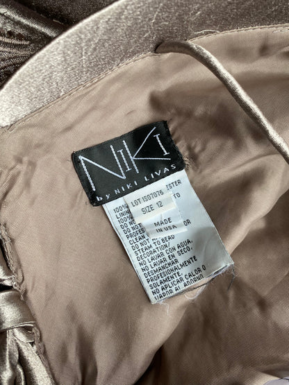 Niki Livas silver evening gown UK 12