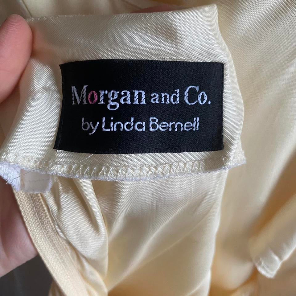 Light yellow Morgan & Co open back prom dress uk 12