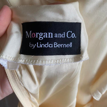 Light yellow Morgan & Co open back prom dress uk 12
