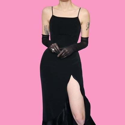 Black frill hem evening dress UK 10