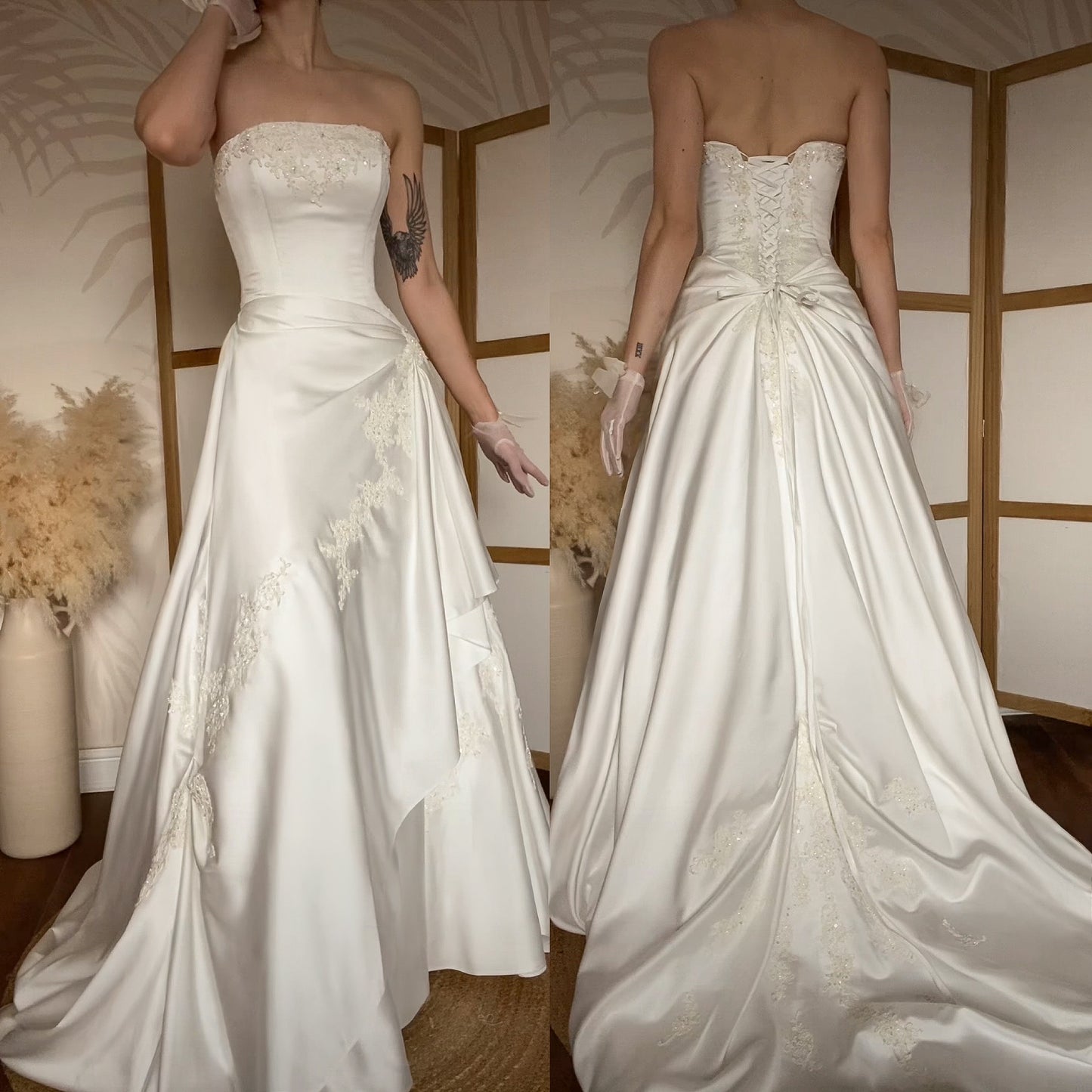 Maggie Sottero Couture white strapless wedding dress uk 8-10