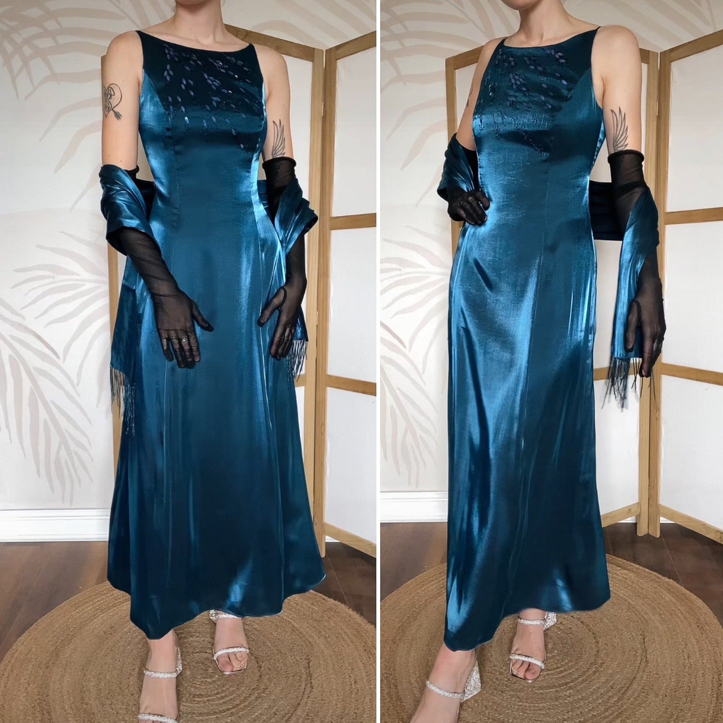 Debut shimmery teal evening dress uk 10