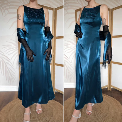 Debut shimmery teal evening dress uk 10