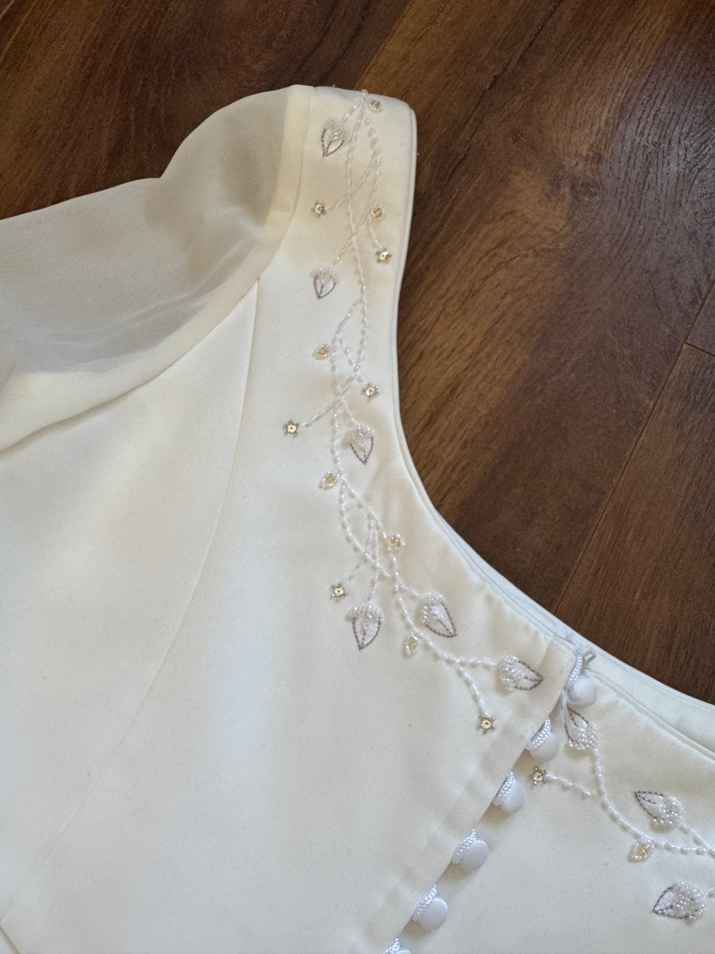 Ivory long sleeve ethereal wedding dress uk 16