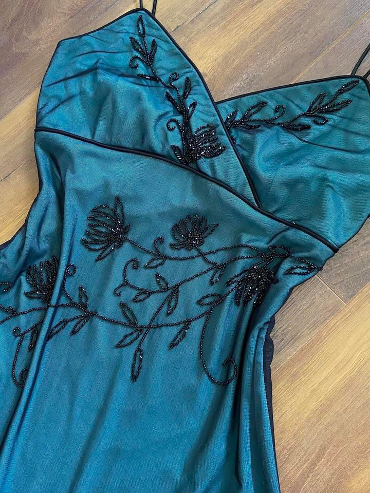 Sapphire beaded stretch 90s dress uk 12