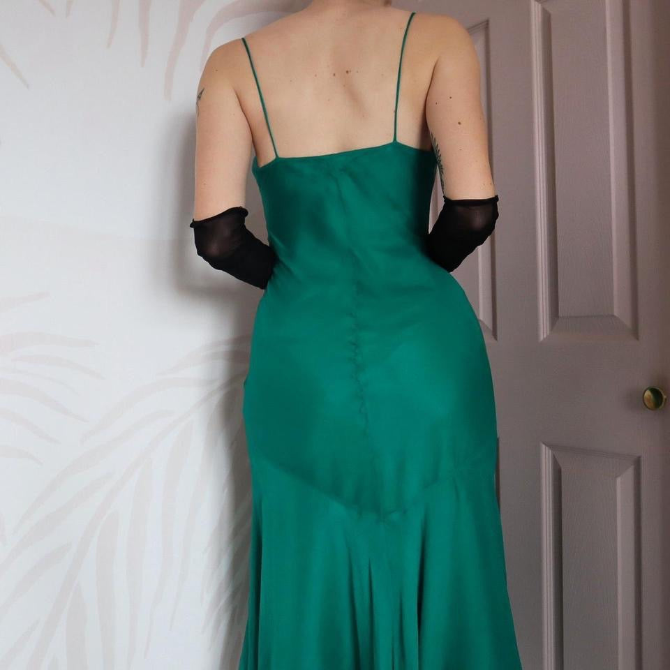 Green Pearce Fionda 100% Silk Midi Dress UK 14