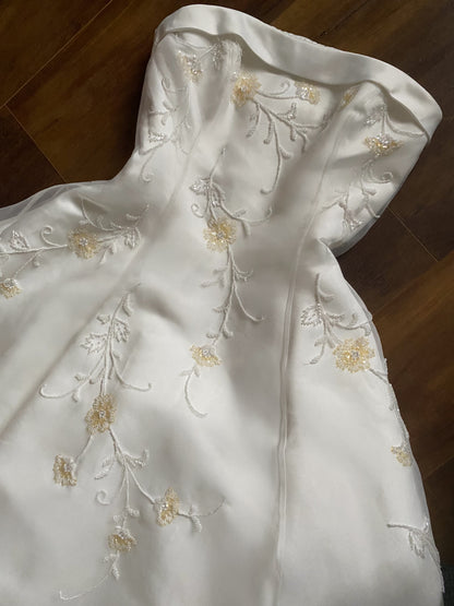 Romantica strapless a-line beaded wedding gown uk 12