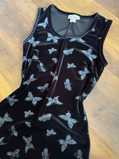 Black velvet butterfly y2k evening dress uk 10