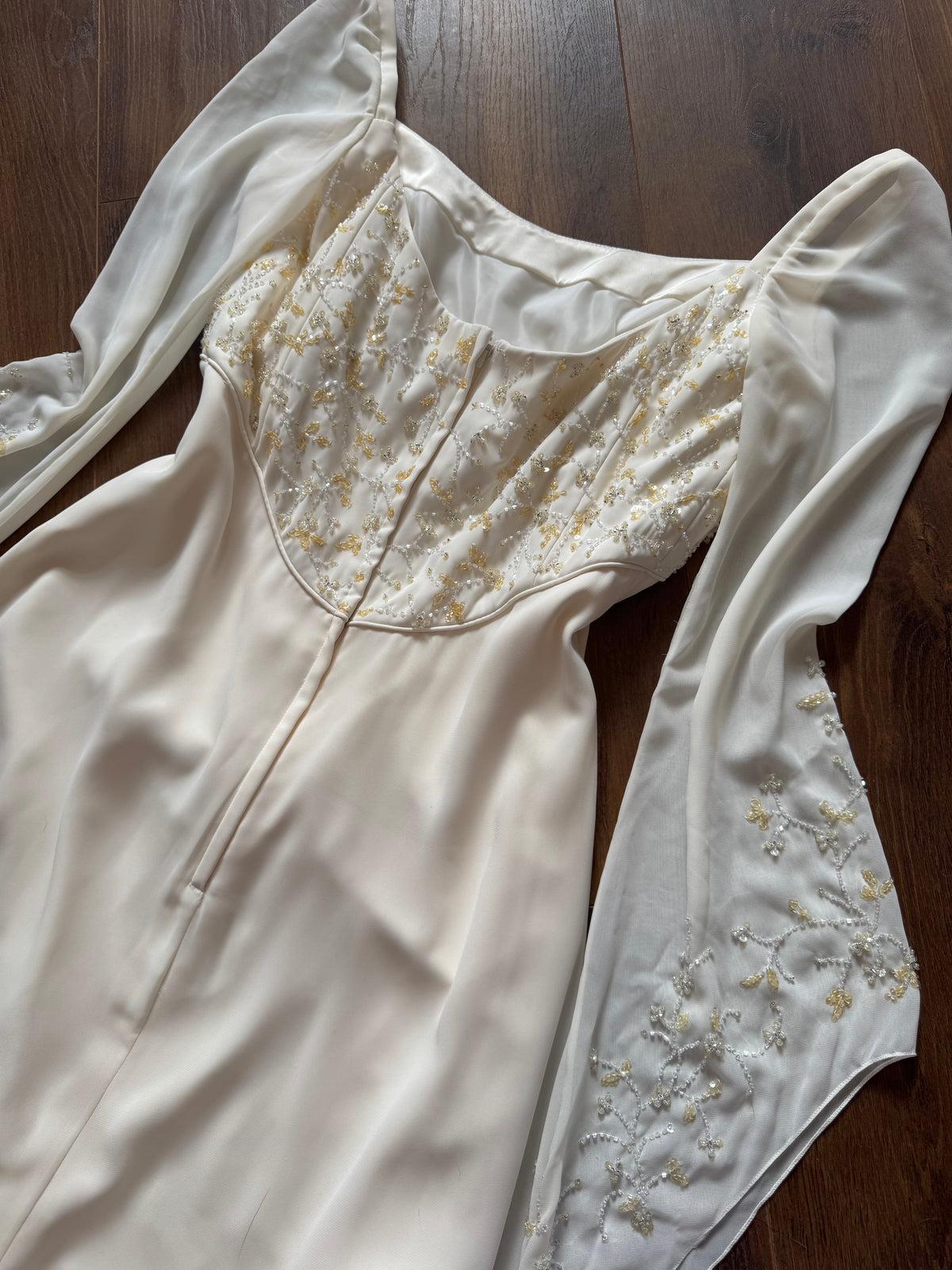 Ivory long sleeve ethereal wedding dress uk 14