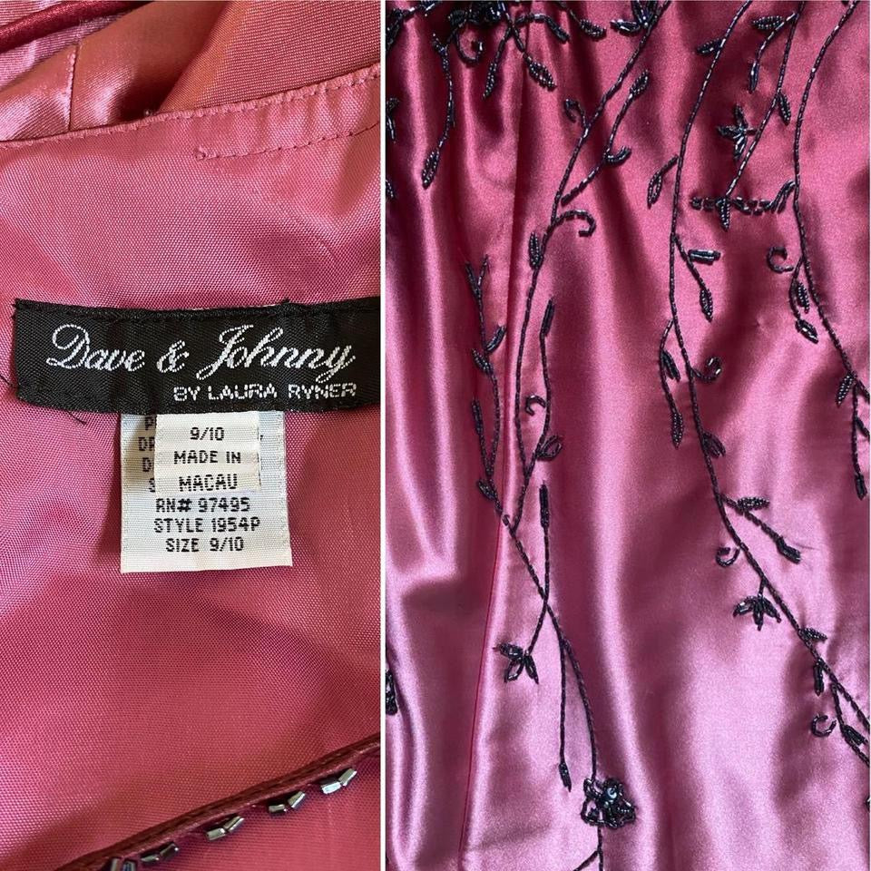 Dave & Johnny pink satin ombré beaded dress uk 10