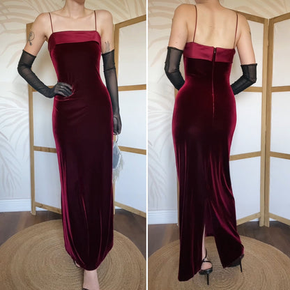 Gina Bacconi red velvet stretch evening dress uk 12
