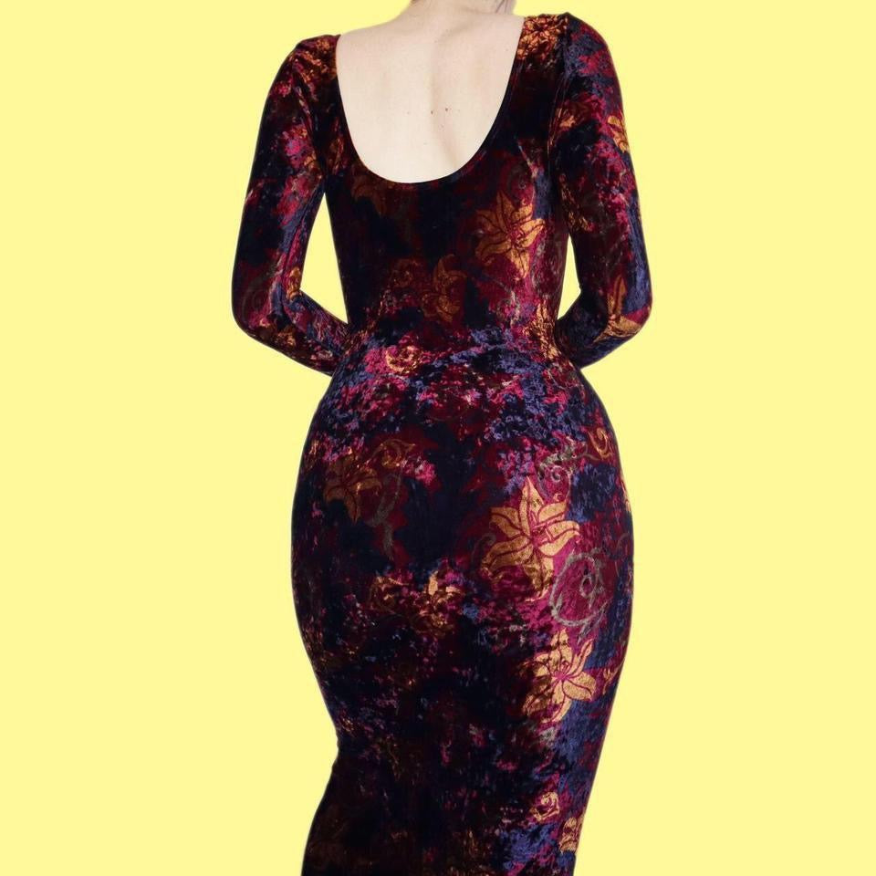 Long sleeve Monsoon Twilight velvet evening dress UK 12