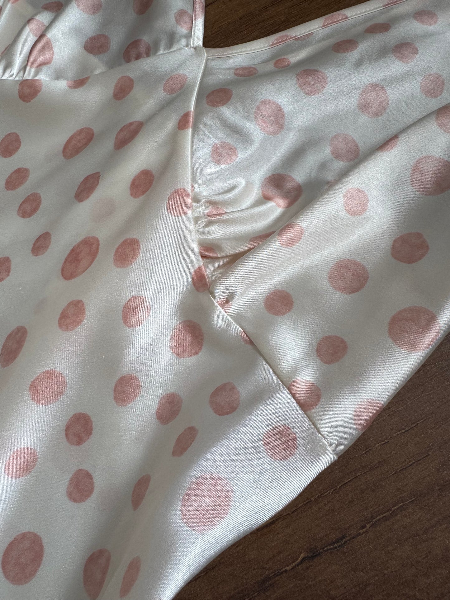 Pink polka dot satin slip dress uk 14-16
