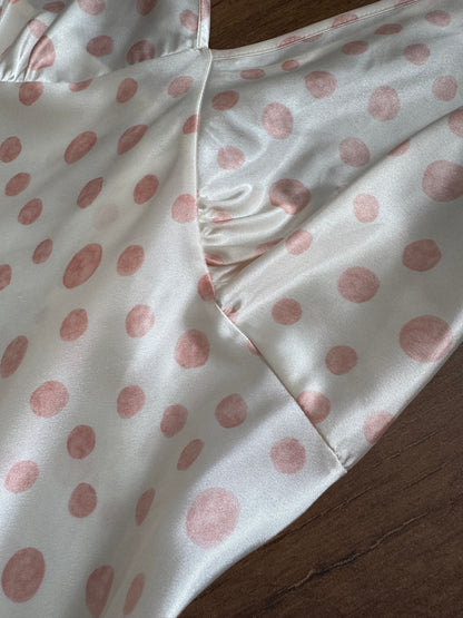 Pink polka dot satin slip dress uk 14-16