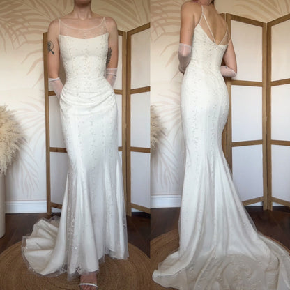 Ivory beaded wedding dress uk 10-12