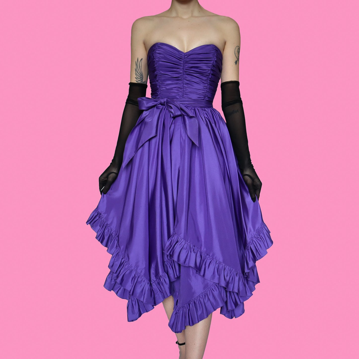 Frank Usher purple strapless midi dress UK 8-10