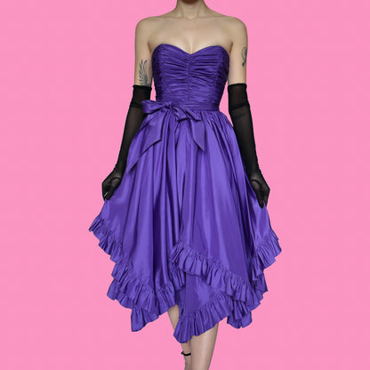 Frank Usher purple strapless midi dress UK 8-10